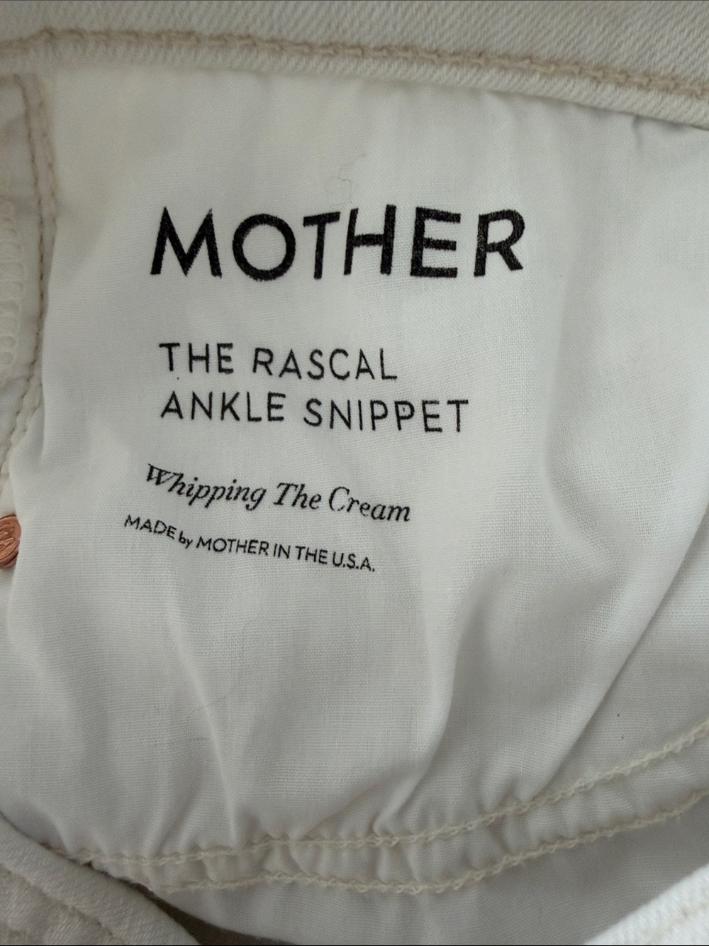 MOTHER The Rascal Ankle Snippet in Whipping the Cream Jeans Size 26 Fray Hem USA - Picture 5 of 8